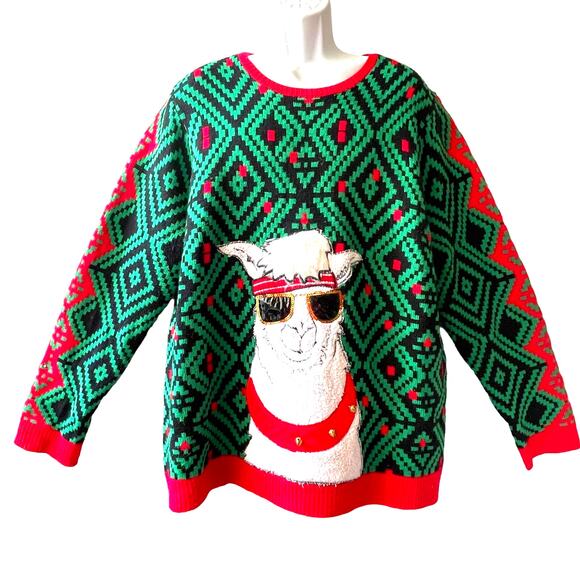 Jolly Sweaters No Drama DUDE LLama Party Animal Ugly Christmas Sweater Size 2XL - Picture 1 of 4